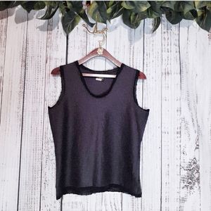 UBU vintage 90s black crinkle tank top w lace trim